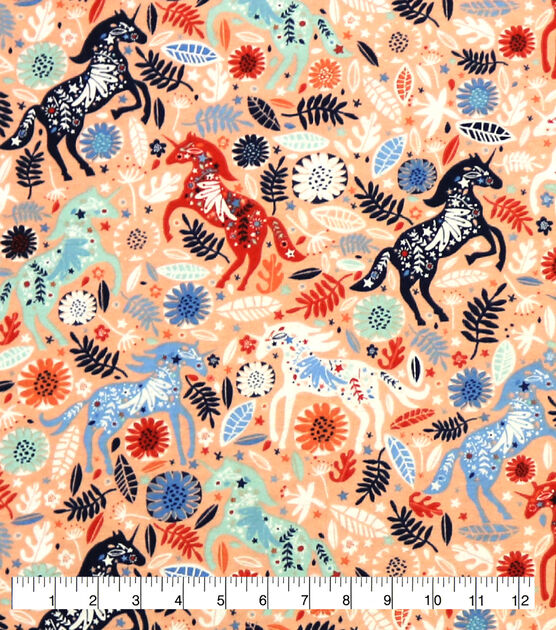 Packed Floral Unicorn Super Snuggle Flannel Fabric