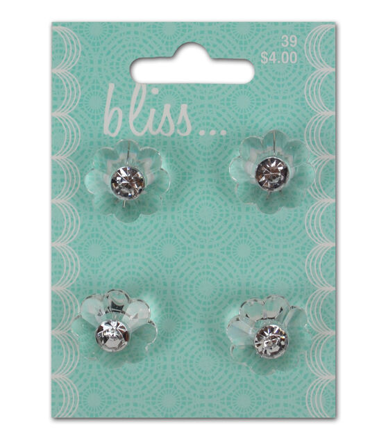 Bliss 7/8" Clear Flower Shank Buttons 4pk