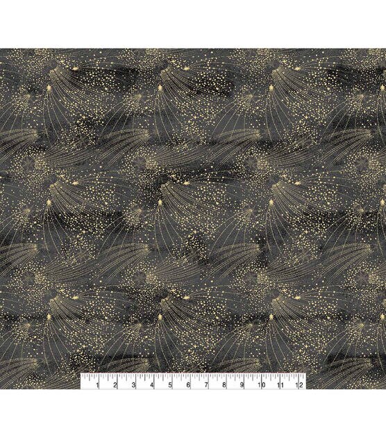 Celestial Shooting Stars on Black Quilt Cotton Fabric by Keepsake Calico, , hi-res, image 2