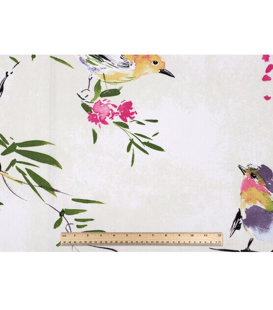 Birds on White Cotton Canvas Fabric, , hi-res, image 4