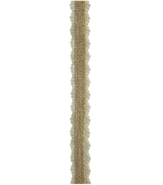 Decorative Ribbon 3/4''x15' Burlap on Lace Ivory, , hi-res, image 2