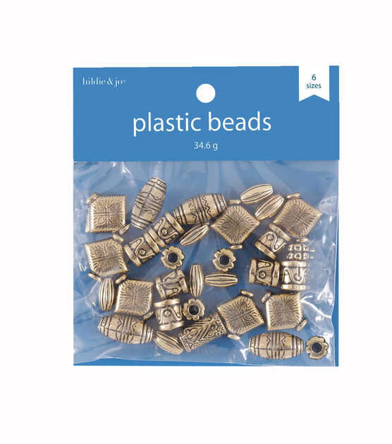 48pc Antique Gold Assorted Plastic Beads by hildie & jo