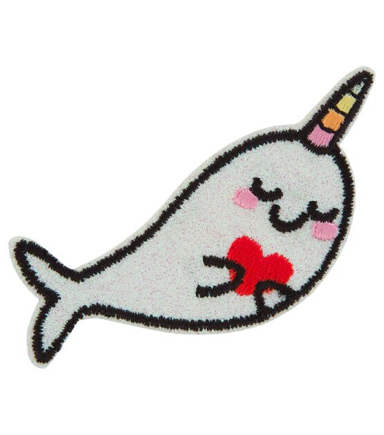 Simplicity 2.5" Sparkly Narwhal Iron On Patch, , hi-res, image 2
