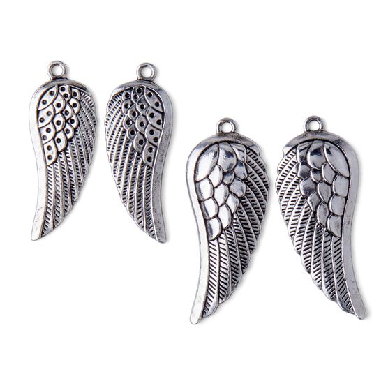 4ct Antique Silver Metal Wing Charms by hildie & jo, , hi-res, image 2