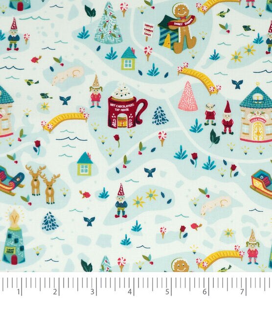 Singer Santa Village Christmas Cotton Fabric