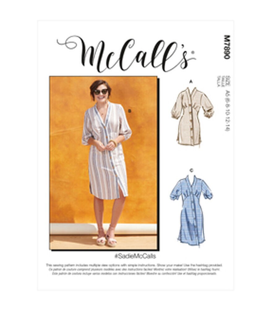 McCall's Patterns M7890 Misses Dress Size 6-22, E5 (14-16-18-20-22), swatch