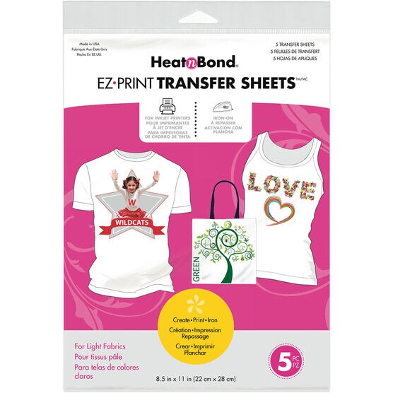 HeatnBond EZ Print Transfer Sheet 8.5"X11" 5 Pkg