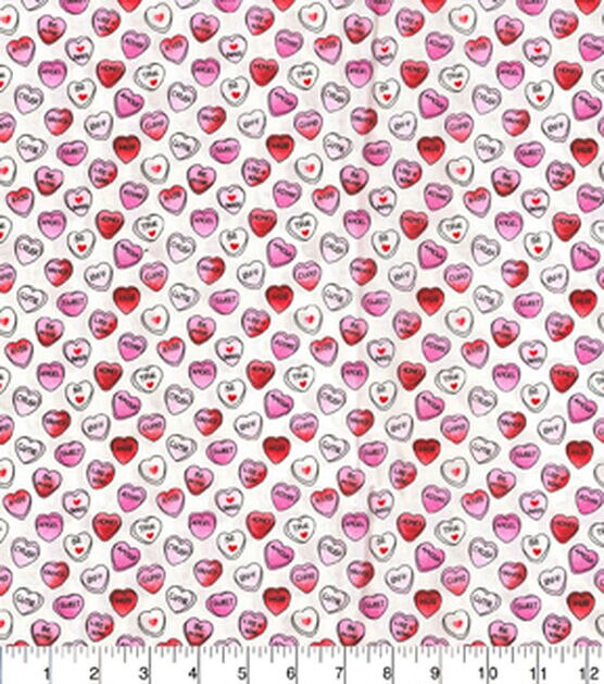 Fabric Traditions Candy Hearts Valentine's Day Cotton Fabric, , hi-res, image 2
