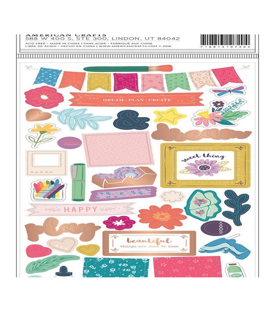 American Crafts Paige Evans Whimsical Thickers Chipboard Stickers Icons, , hi-res, image 3