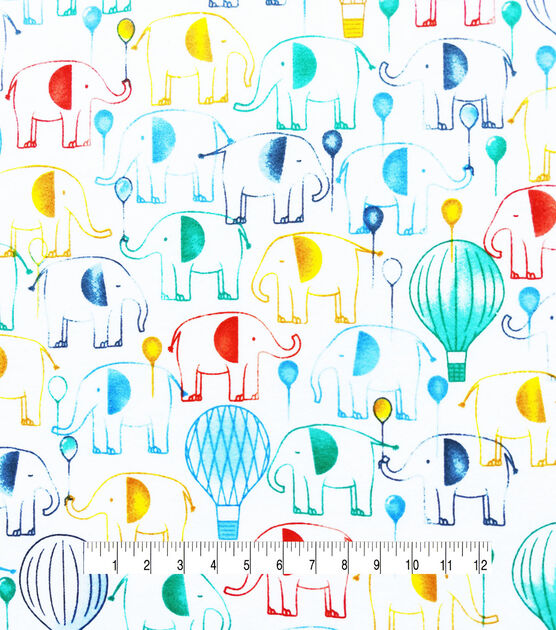 Up Up Away Elephant Nursery Flannel Fabric by Lil' POP!, , hi-res, image 4