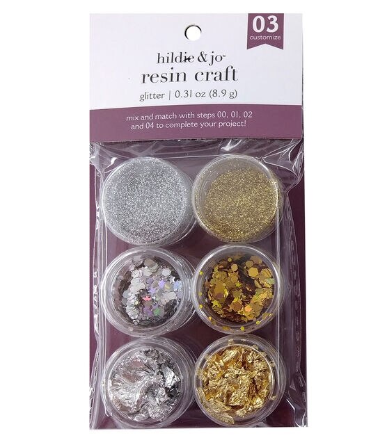 0.3oz Metallic Gold & Silver Resin Glitter 6ct by hildie & jo