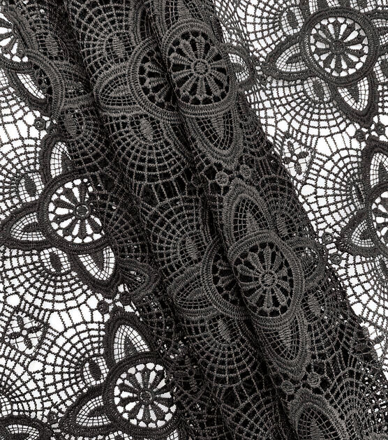 Black Embroidered Lace Fabric, , hi-res, image 2