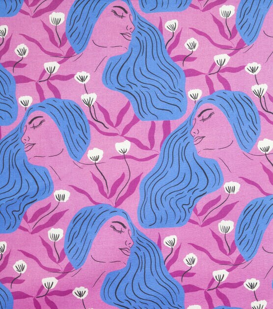 Tara Reed Electric Paradise Flowing Hair On Pink Cotton Premium Prints