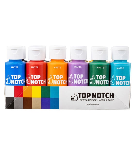 2oz Primary Colors Acrylic Paint Value Pack 12ct by Top Notch