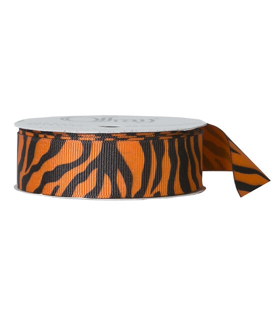 Offray 7/8"x9' Zebra Animal Print Grosgrain Ribbon Torrid Orange