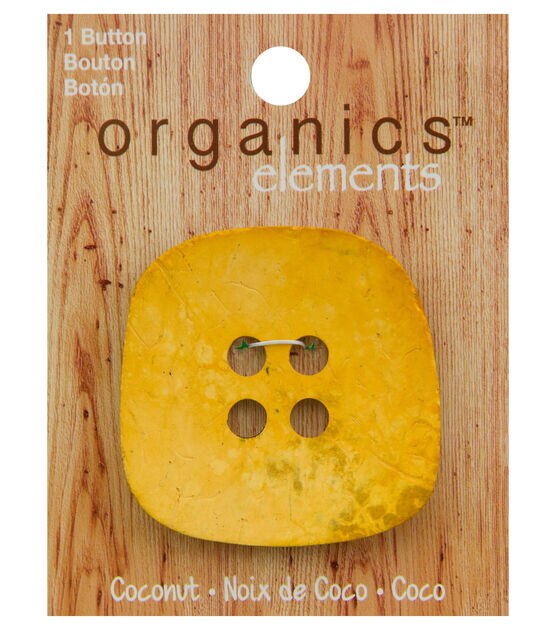 Organic Elements 2" Yellow Coconut Square 4 Hole Button