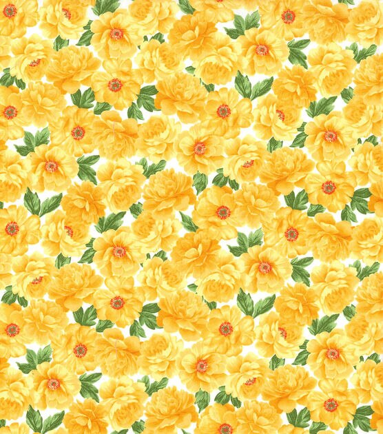 Fabric Traditions Large Yellow Floral Cotton Fabric by Keepsake Calico, , hi-res, image 2