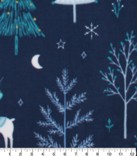 Winter Animals on Navy Anti Pill Fleece Fabric, , hi-res, image 3