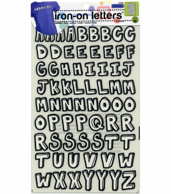 Dritz 6" x 10" Black & White Handscript Flock Iron On Letters
