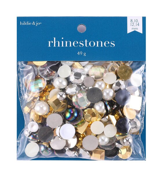 1.7oz Gold & Silver Assorted Flat Back Rhinestones 120ct by hildie & jo
