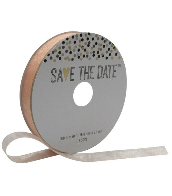 Save the Date 5/8'' X 30' Ribbon Sheer Peach