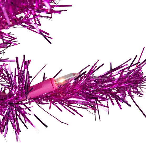 Northlight 4' Pre Lit Pink Tinsel Christmas Tree, , hi-res, image 2