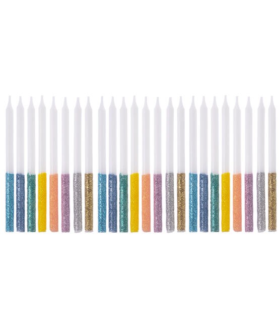 4" Multicolor Glitter Dipped Birthday Candles 24ct by STIR, , hi-res, image 2