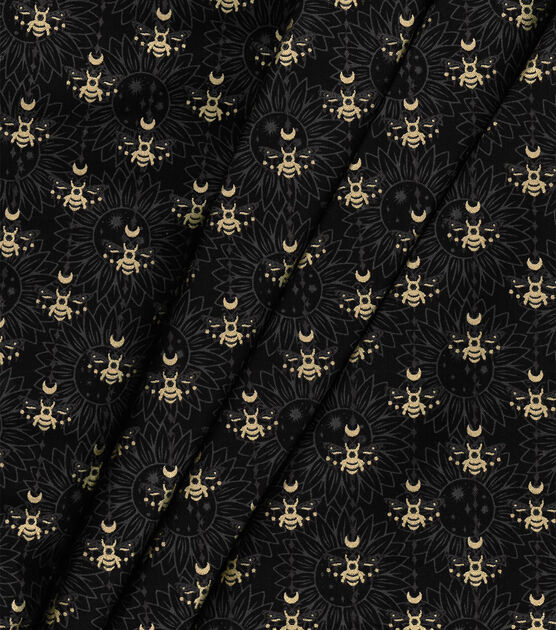 And Sunflowers Black Metallic Premium Cotton Fabric, , hi-res, image 3
