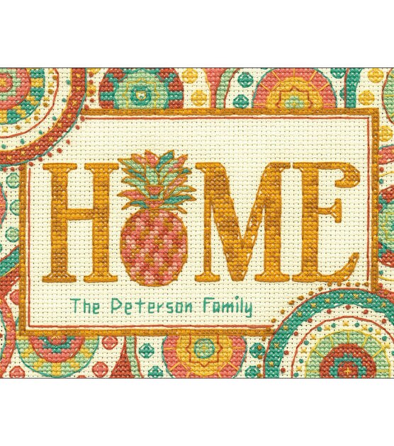 Dimensions 7''x5'' Counted Cross Stitch Kit Pineapple Home, , hi-res, image 2