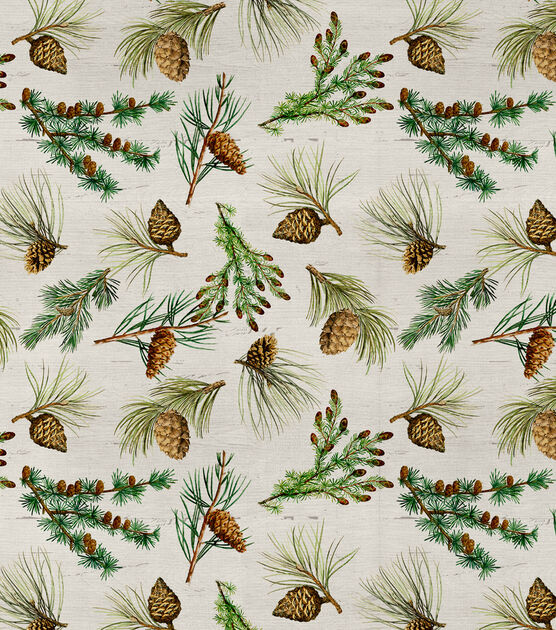 David Textiles Pinecone Christmas Glitter Cotton Fabric, , hi-res, image 2