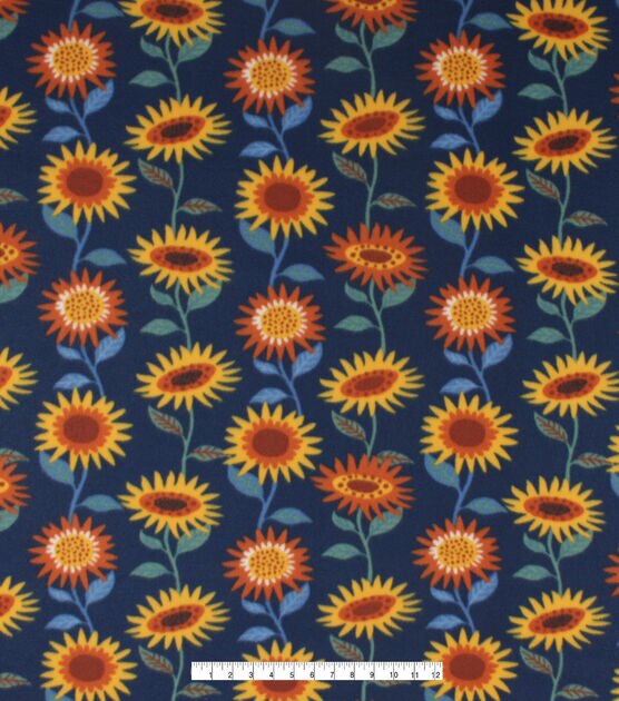 Blizzard Fleece Sunflowers On Navy Fabric, , hi-res, image 4