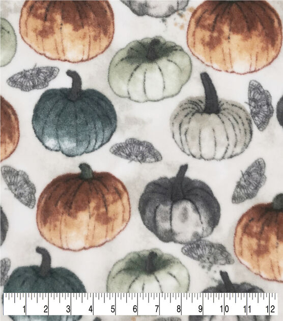 Pumpkins on White Anti Pill Fleece Fabric, , hi-res, image 3