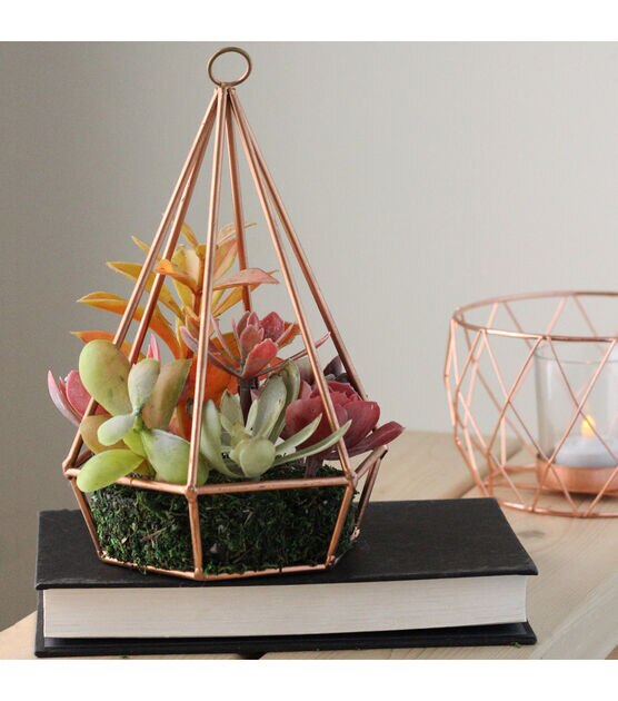 Northlight 9" Artificial Succulents Arrangement in 6-Sided Wire Frame, , hi-res, image 3