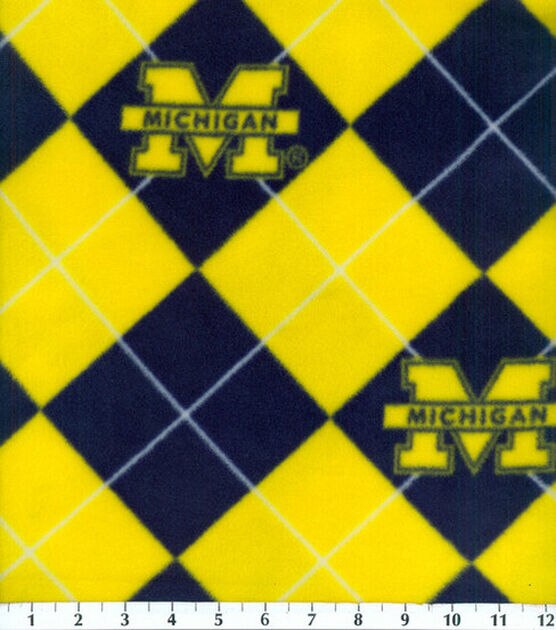 University of Michigan Wolverines Fleece Fabric Argyle