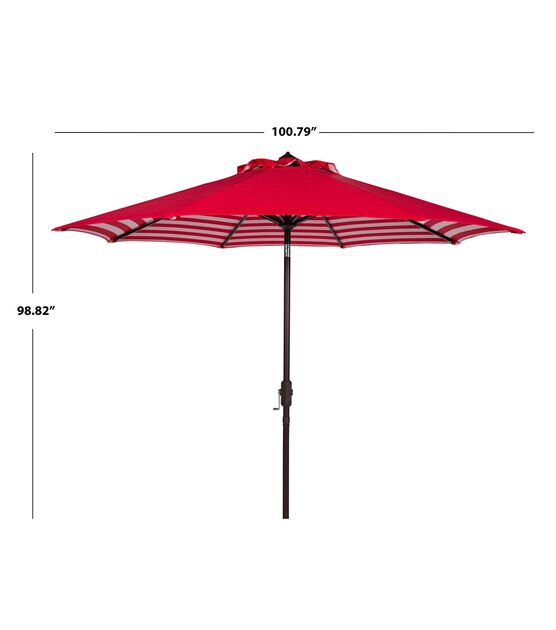 Safavieh 9' Red Athens Striped Auto Tilt Patio Umbrella, , hi-res, image 5