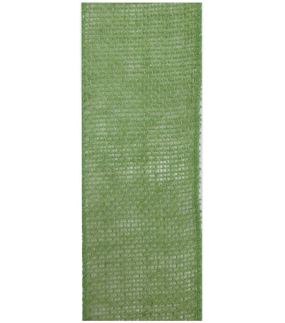 Decorative Ribbon 2.5" Solid Burlap Ribbon Green, , hi-res, image 2