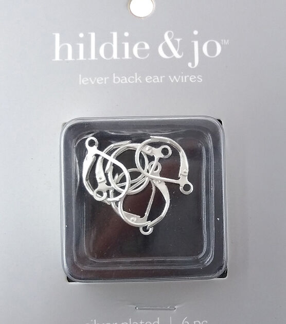 16mm Silver Plated Metal Lever Back Ear Wires 6pk by hildie & jo