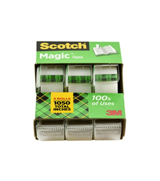 Scotch 3M Clear 3/4" x 25' Magic Tape Rolls 3pk, , hi-res, image 3