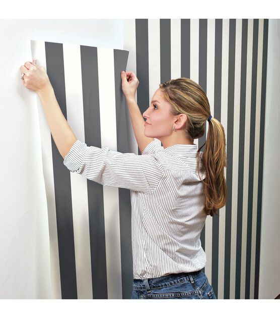 RoomMates Wallpaper Black Awning Stripe, , hi-res, image 9