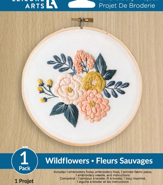 Leisure Arts 6 Wildflowers Embroidery Kit