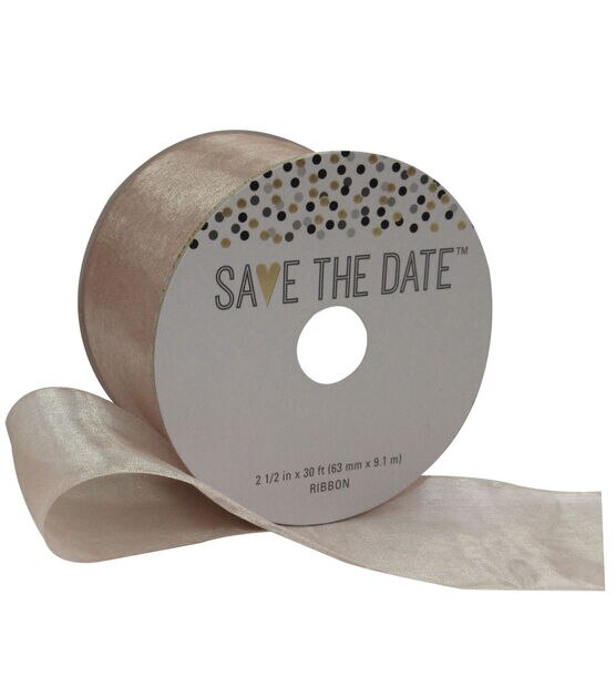 Save the Date 2.5'' X 30' Ribbon Nude Sheer
