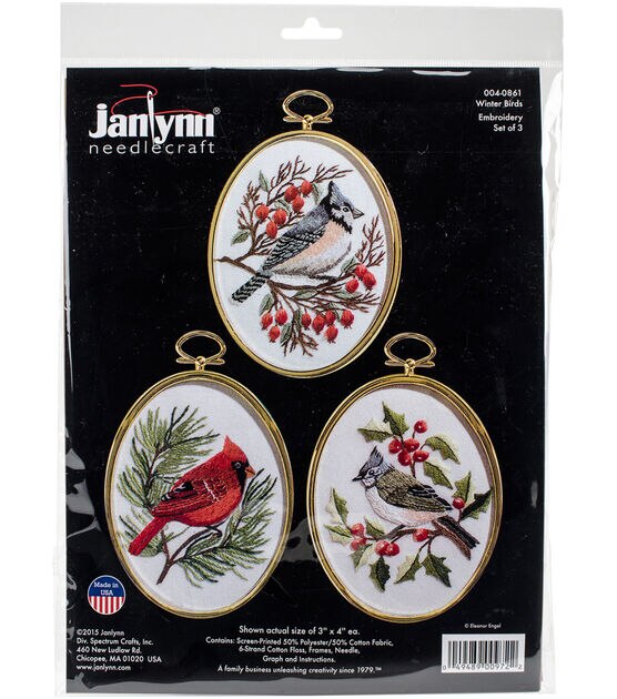Janlynn 3" x 4" Winter Birds Embroidery Kit 3ct