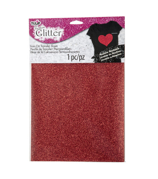 Tulip Fashion Glitter Iron on Transfer Sheet Red