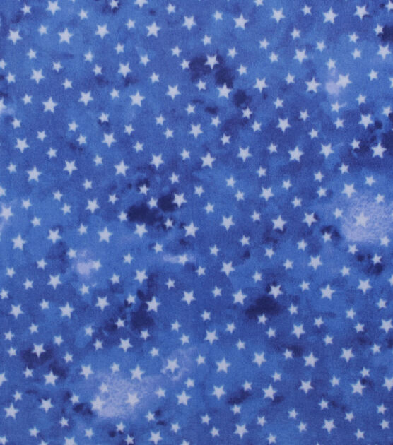 Stars on Blue Tie Dye Anti Pill Fleece Fabric, , hi-res, image 2