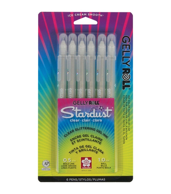 Gelly Roll Stardust Pens 6 Pkg Clear
