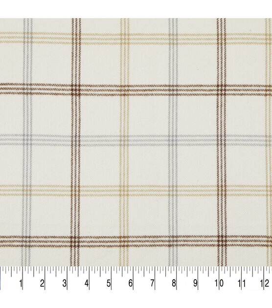 Cream Large Tattersal Plaid Brush Cotton Fabric, , hi-res, image 3