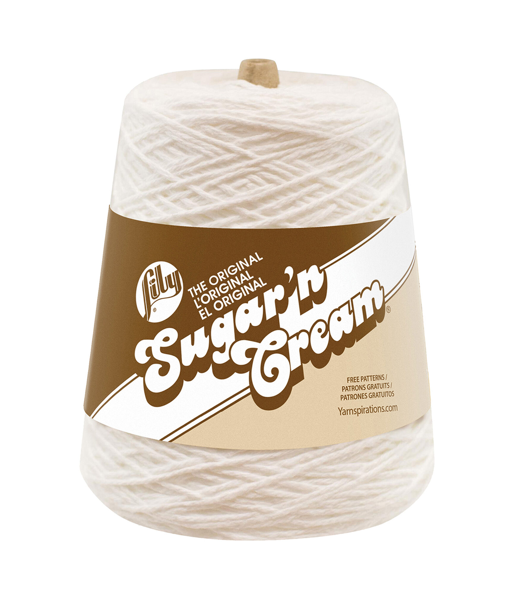 Lily Sugar'n Cream Cone 674yds Worsted Cotton Yarn, White, hi-res