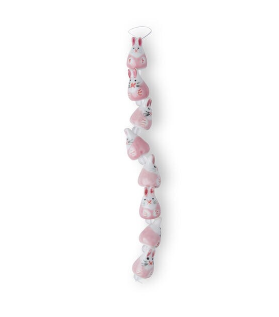 7" Pink Ceramic Bunny Beads by hildie & jo, , hi-res, image 2