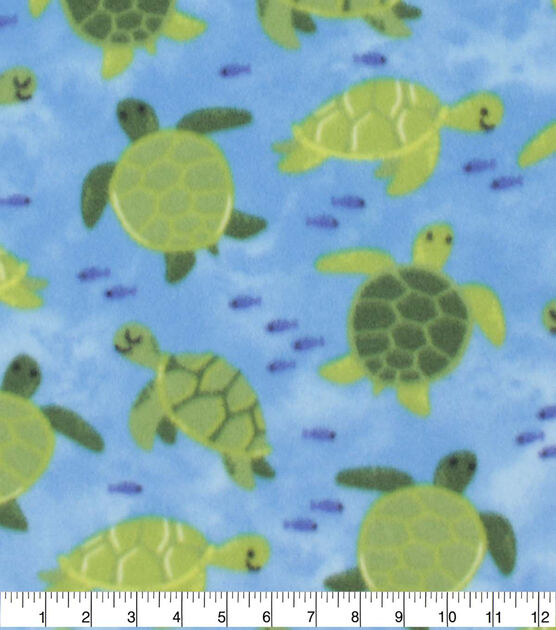 Blizzard Fleece Fabric Swimming Turtles