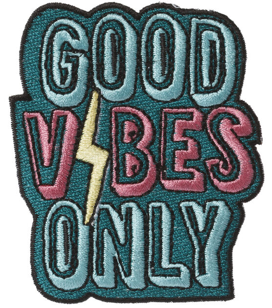 Simplicity 3" Good Vibes Only Iron On Patch, , hi-res, image 2